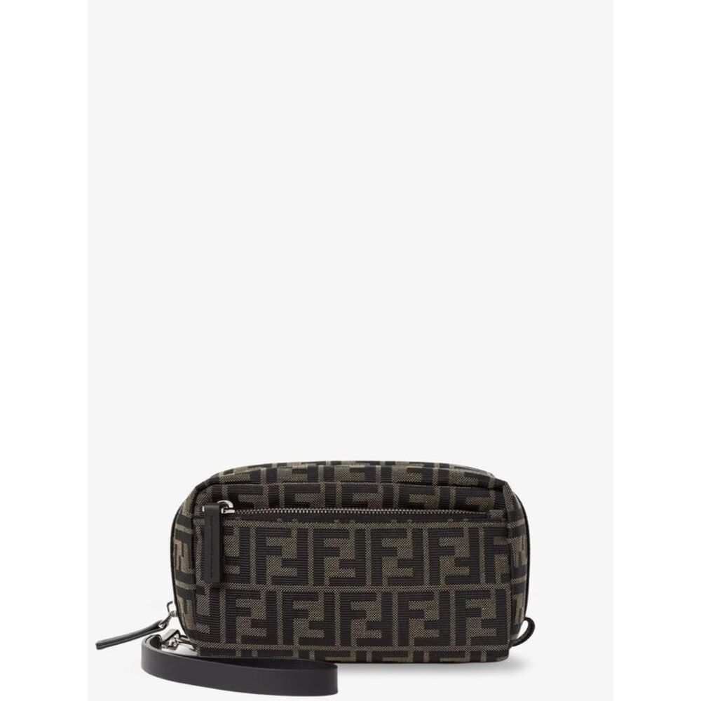 Fendi Men Ff Zucca Jacquard Fabric Clutch Bag